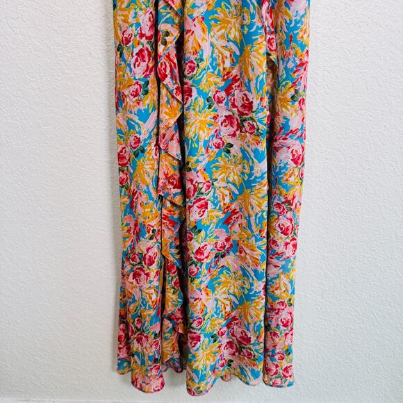 ASTR The Label Dress Womens Small Floral Side Cutout Tropical Cottagecore Boho - Picture 6 of 12